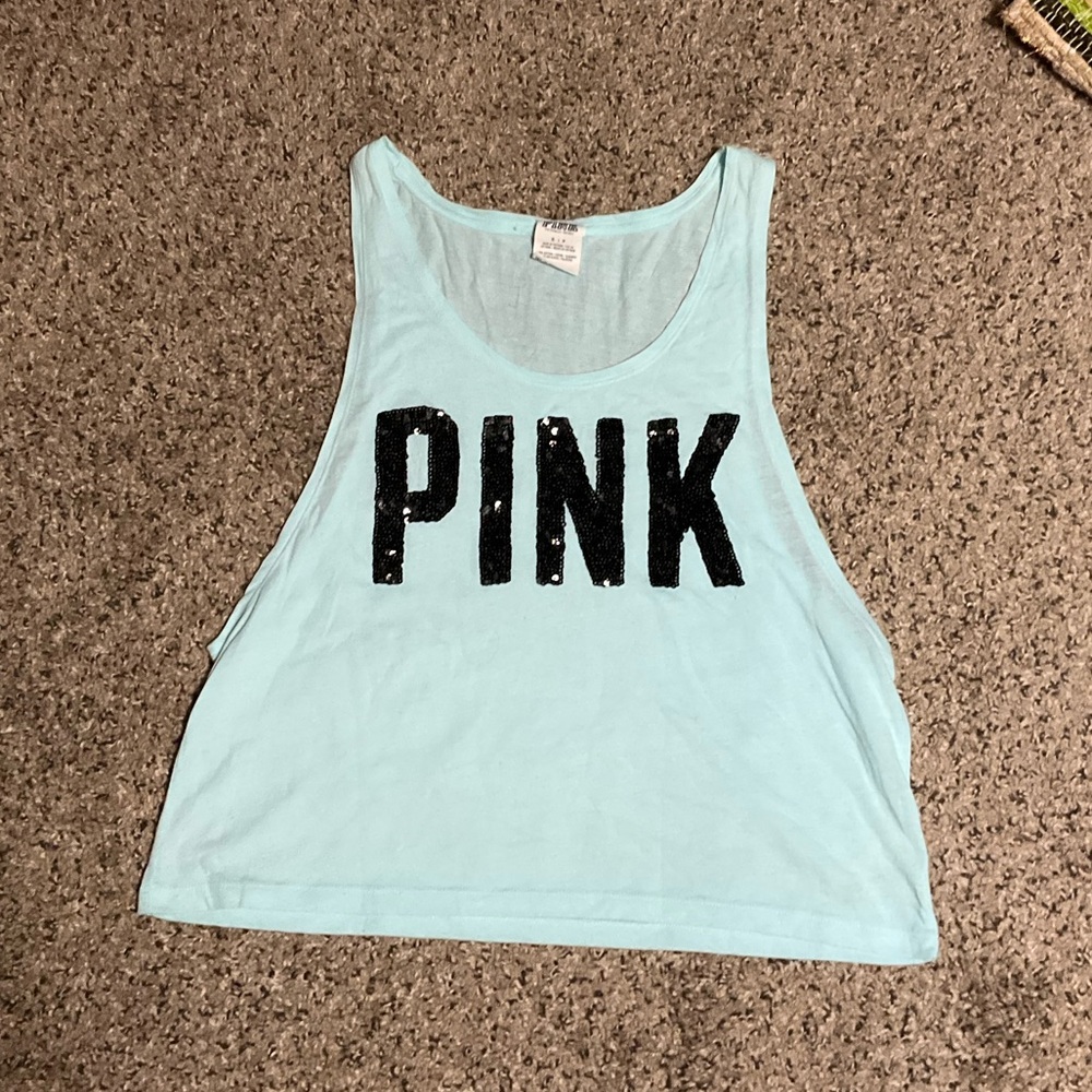 🩵vs pink Victoria secret bling sequin crop tank - Picture 1 of 6